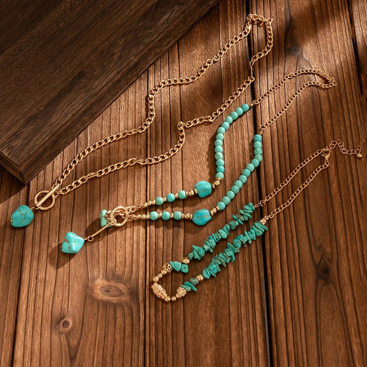 Collier Empilé en Perles de Turquoise