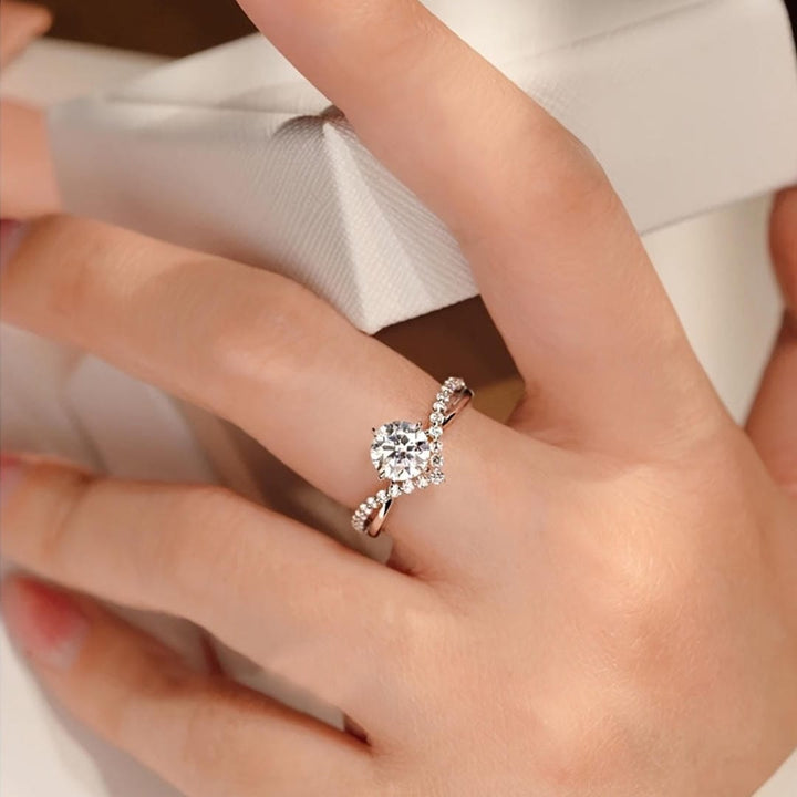 Bague de Promesse en Cristal Solitaire avec Couronne