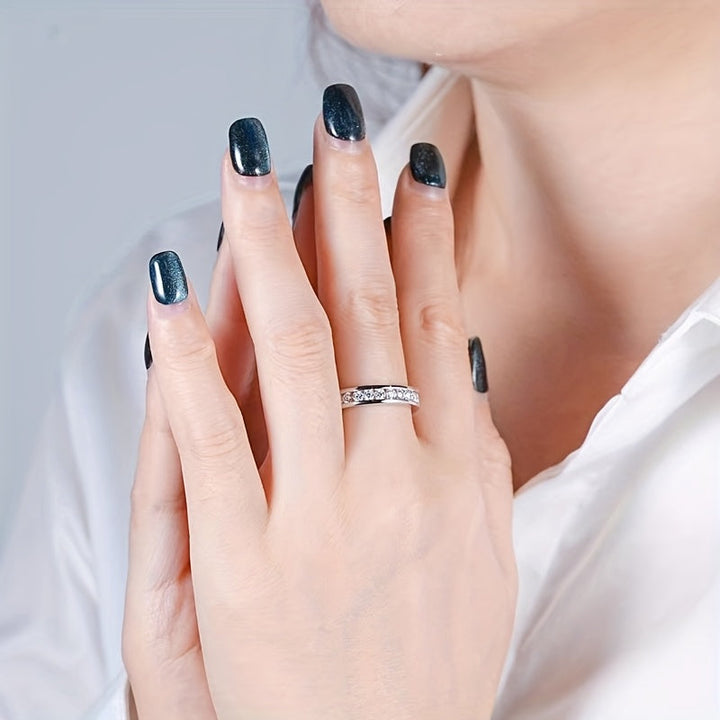 Bague en Zirconium Étincelant en Or Blanc