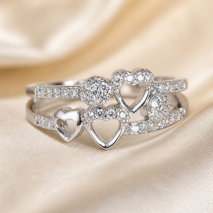 Bague en zirconium avec cœur en or blanc