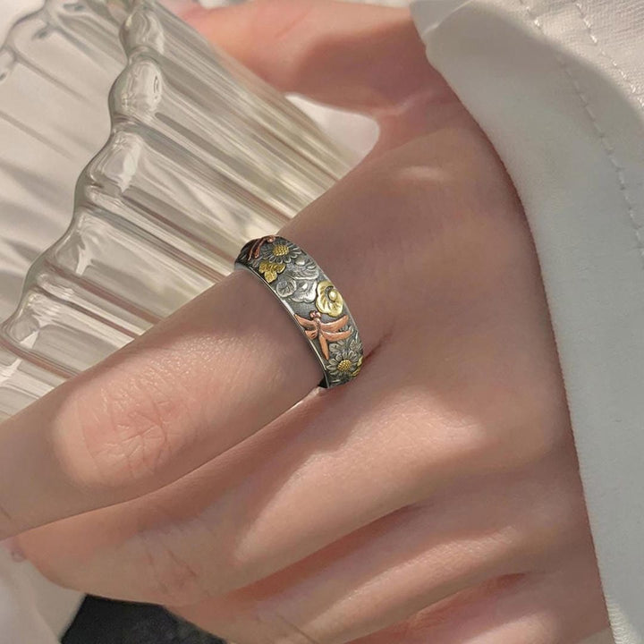 Bague Vintage Libellule Tournesol