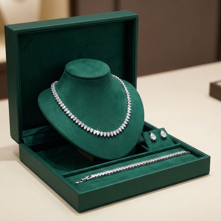 Superbe ensemble de mariage complet en zircon cubique rond clair