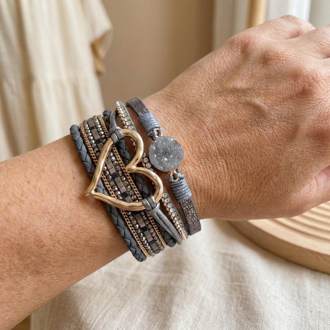 Bracelet bohème en cuir multi-couches