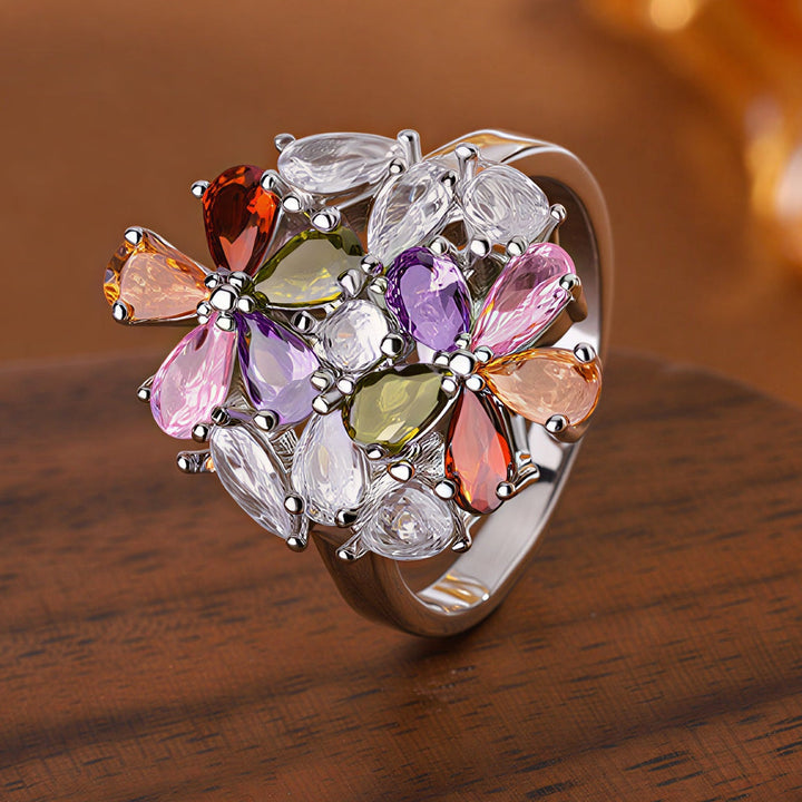 Bague Fleur aux Pétales Multicolores