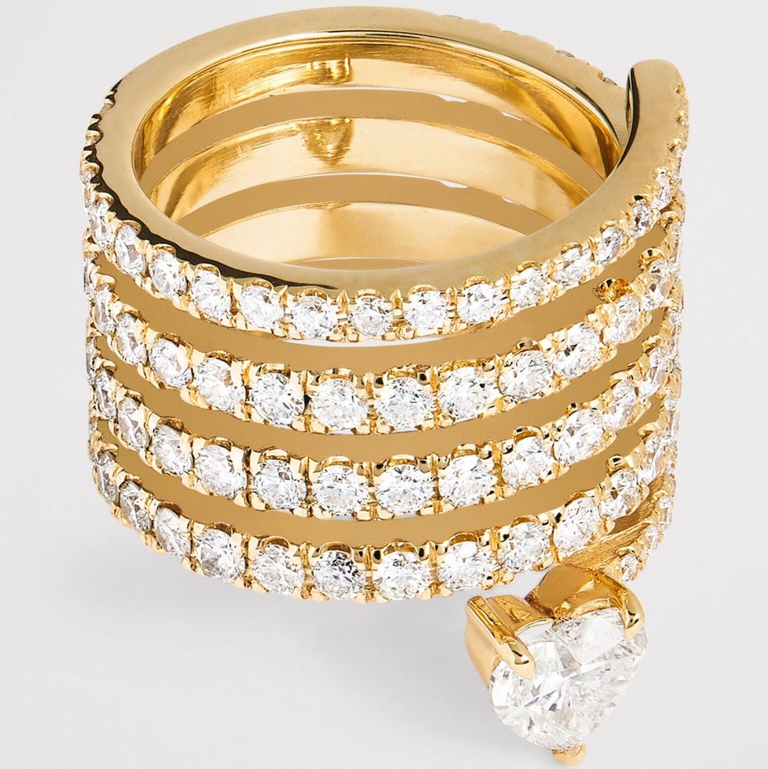 Bague en Zirconium Coeur Doré Vintage