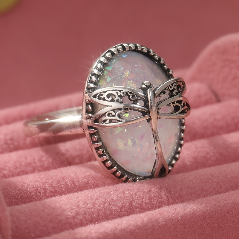 Bague Libellule en Opale Lumineuse