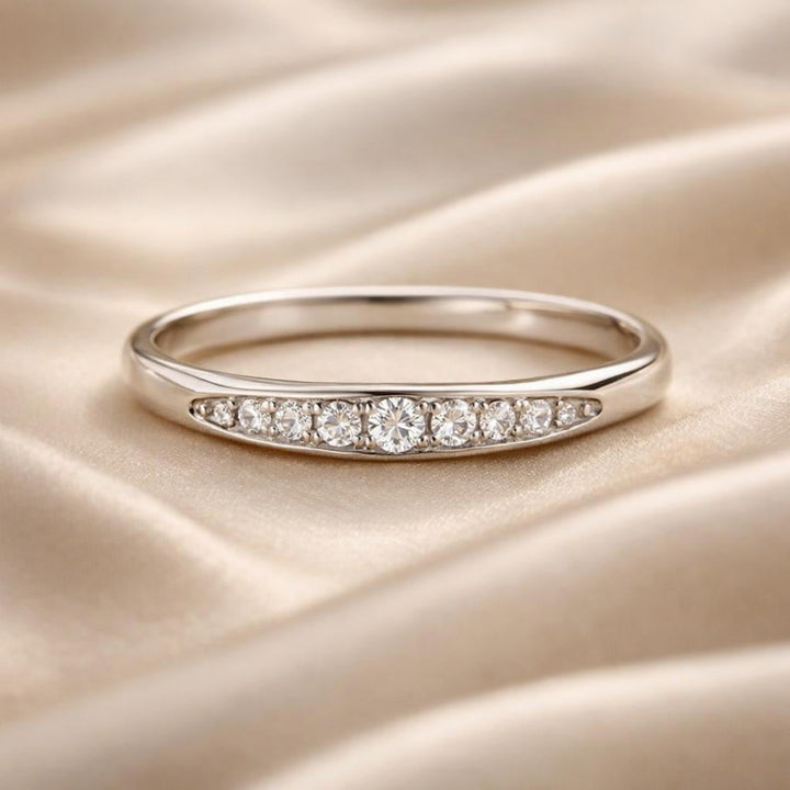 Bague en zirconium micro pavé en or blanc