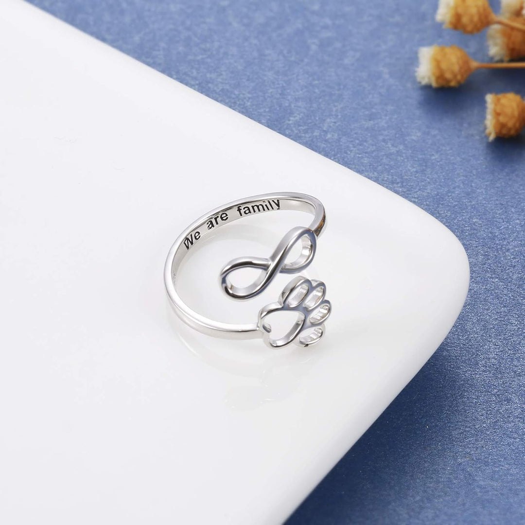 Bague Artisanale Patte et Cœur – Argent Sterling 925 Ajustable