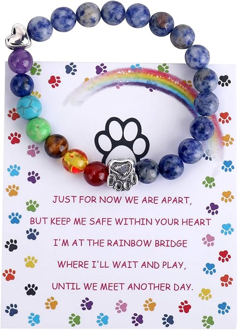 Bracelet Mémorial Arc-en-Ciel – Cadeau de 7 Perles de Chakra pour la Perte d&