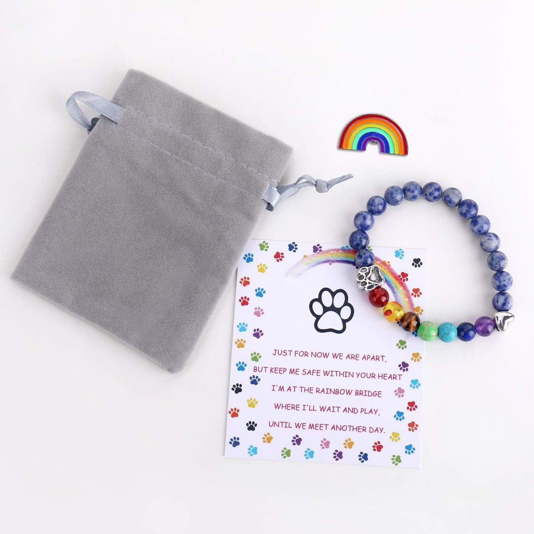 Bracelet Mémorial Arc-en-Ciel – Cadeau de 7 Perles de Chakra pour la Perte d&