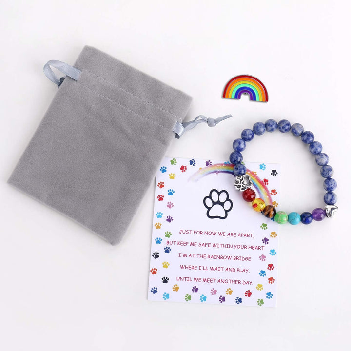 Bracelet Mémorial Arc-en-Ciel – Cadeau de 7 Perles de Chakra pour la Perte d&