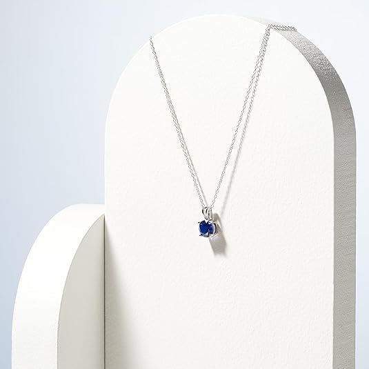 Collier en Saphir Taille Ronde | Or Blanc