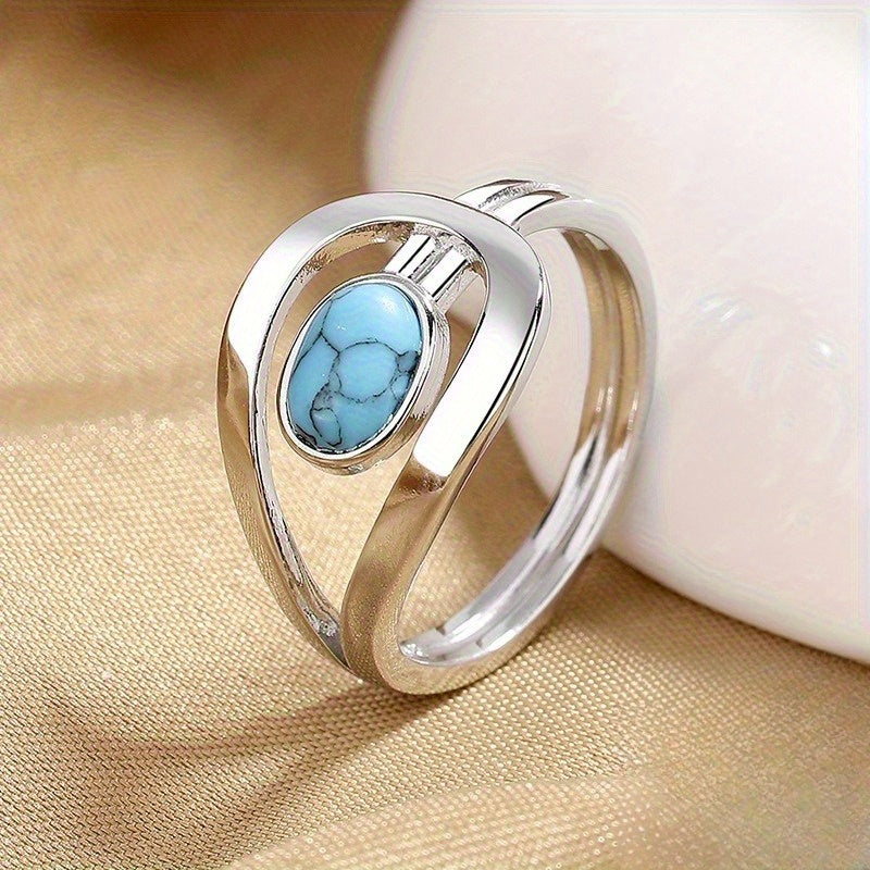 Bague en or blanc et turquoise
