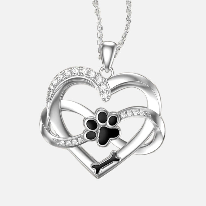 Collier Infini Cœur et Patte en Argent Sterling 925 avec Zirconia