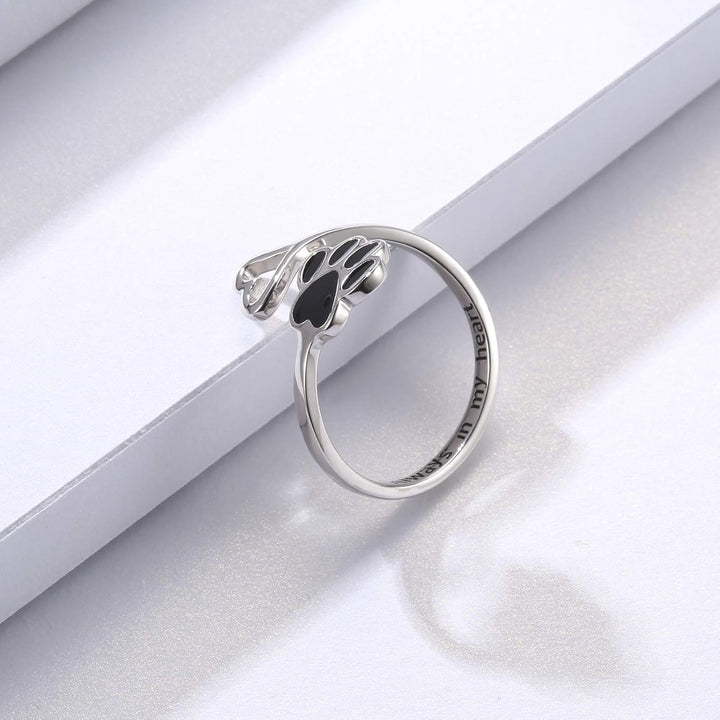Bague Artisanale Patte et Cœur – Argent Sterling 925 Ajustable