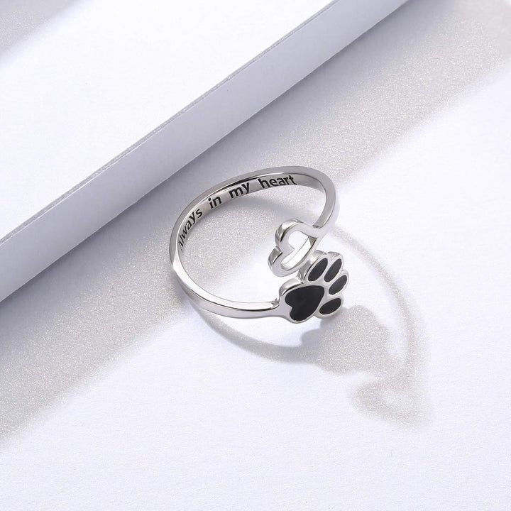 Bague Artisanale Patte et Cœur – Argent Sterling 925 Ajustable