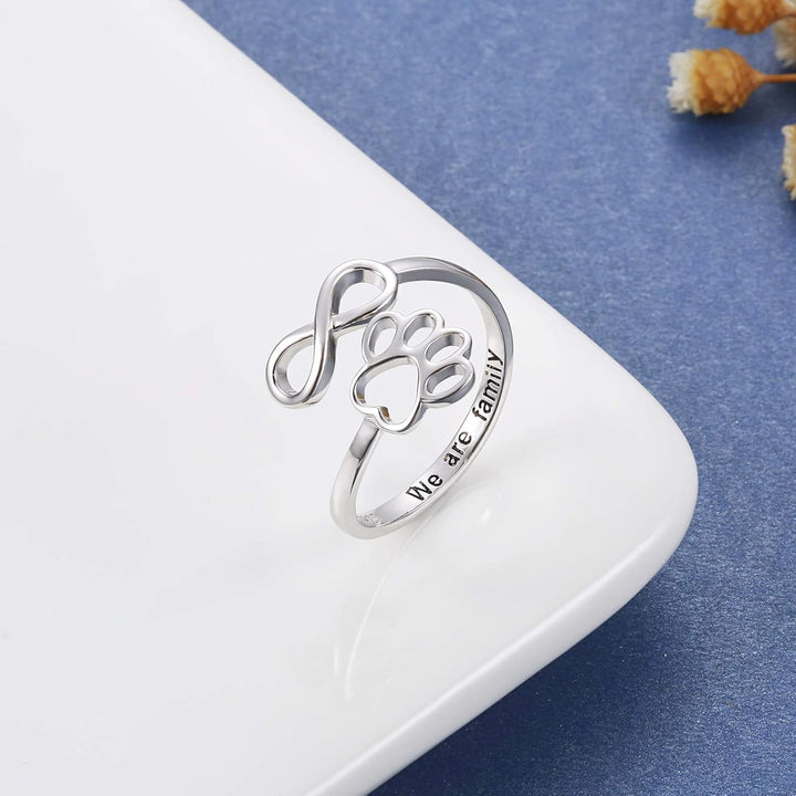 Bague Artisanale Patte et Cœur – Argent Sterling 925 Ajustable