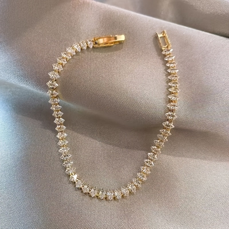 Bracelet en chaîne en zircon géométrique