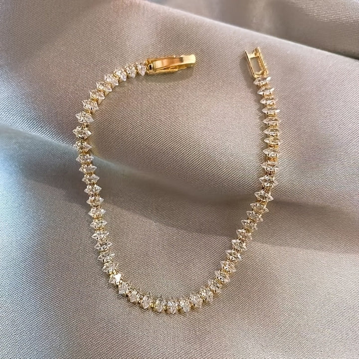 Bracelet en chaîne en zircon géométrique