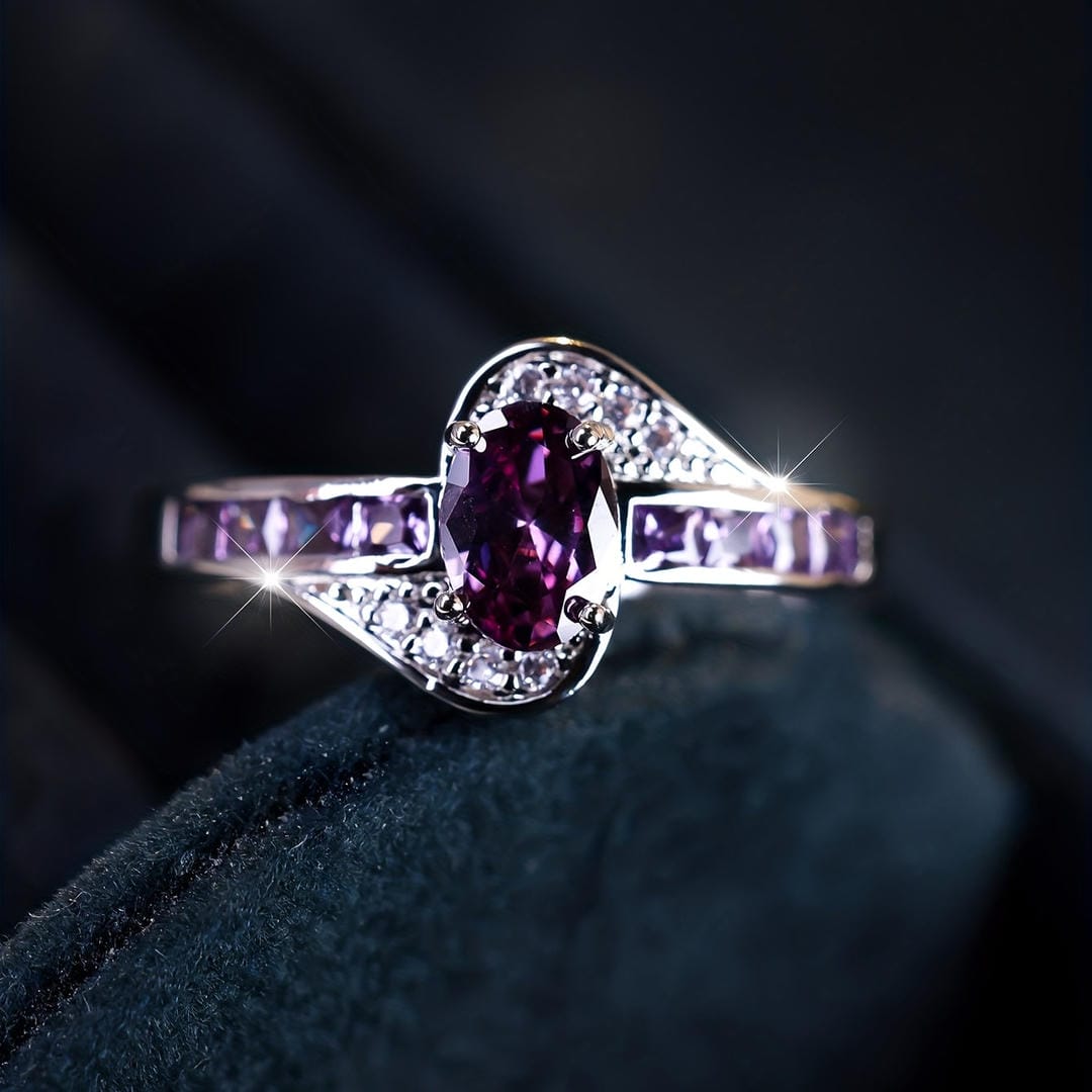 Bague Torsadée en Cristal Violet Whisper