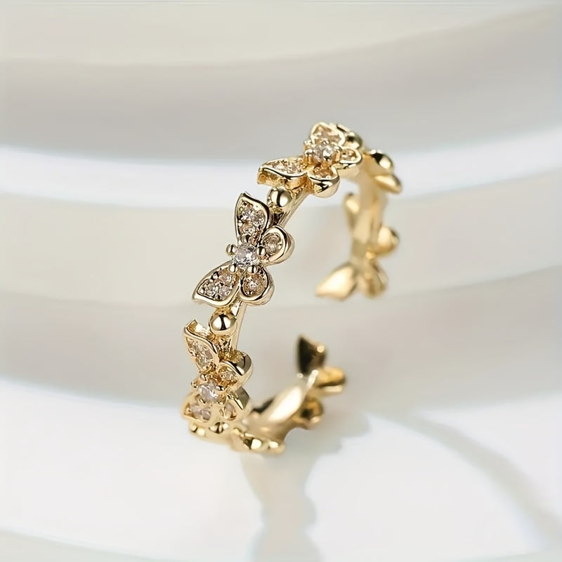 Bague Papillon en Or Blanc ornée de Strass