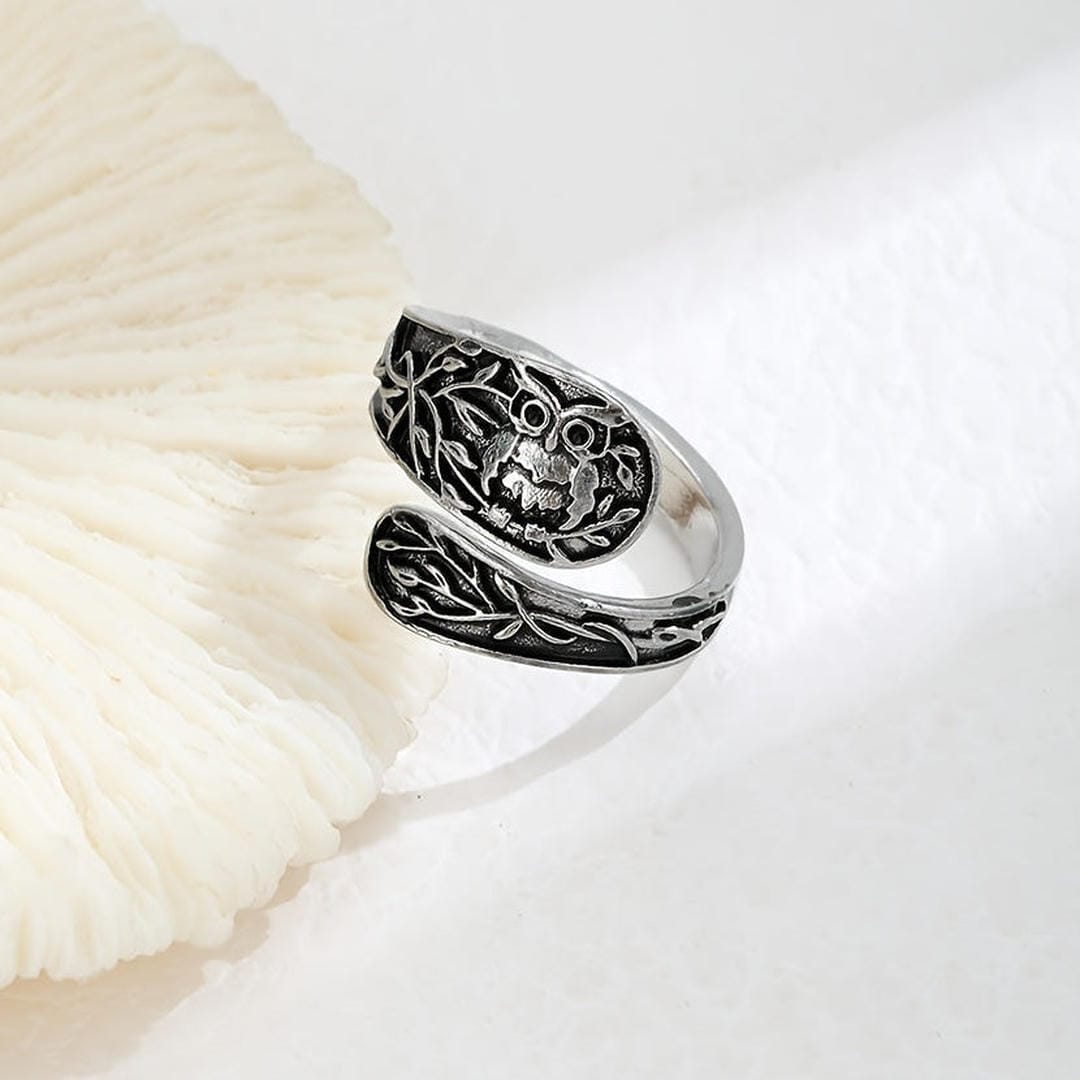 Bague Enveloppante Hibou Argent Forêt