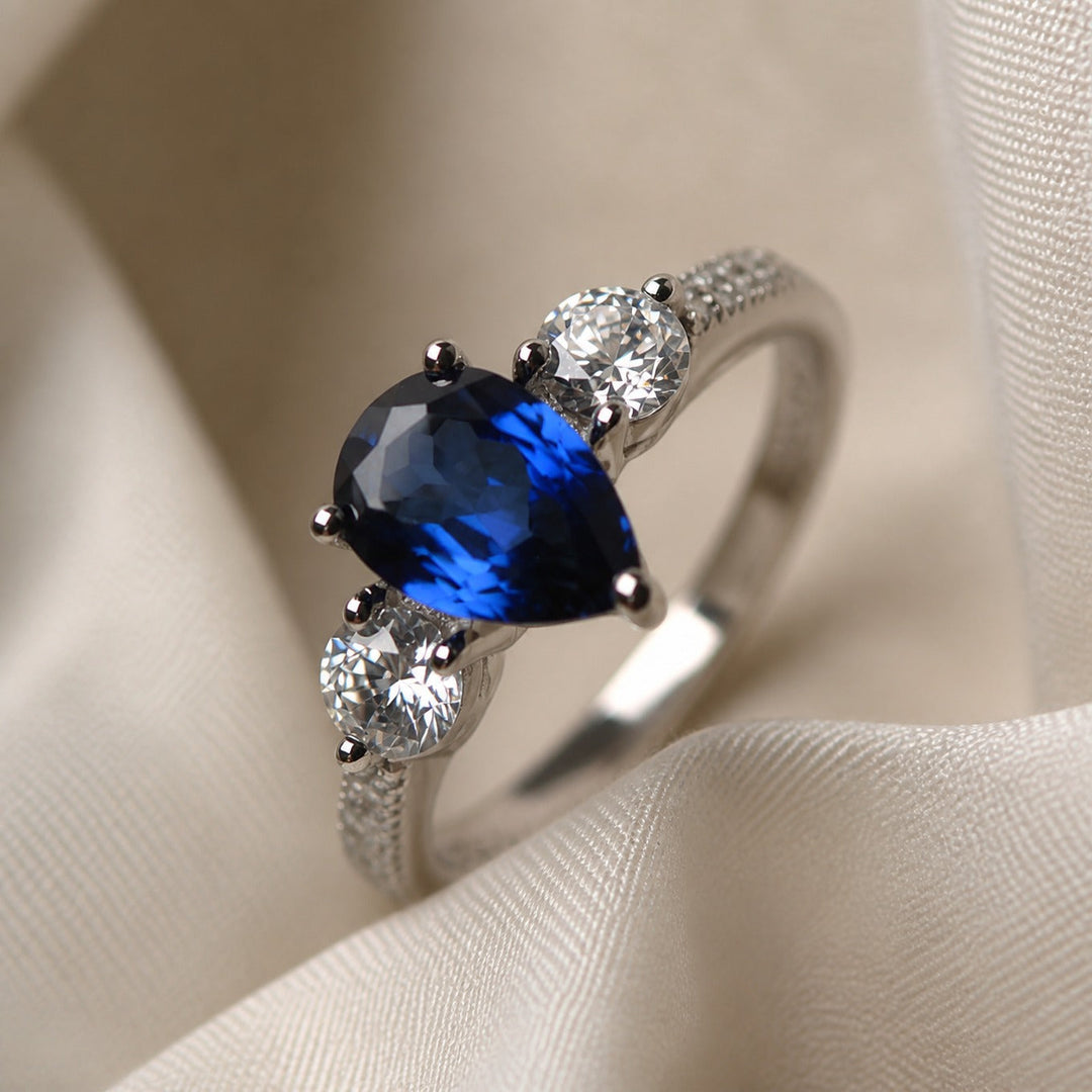 Bague en Or Blanc avec Saphir Signature