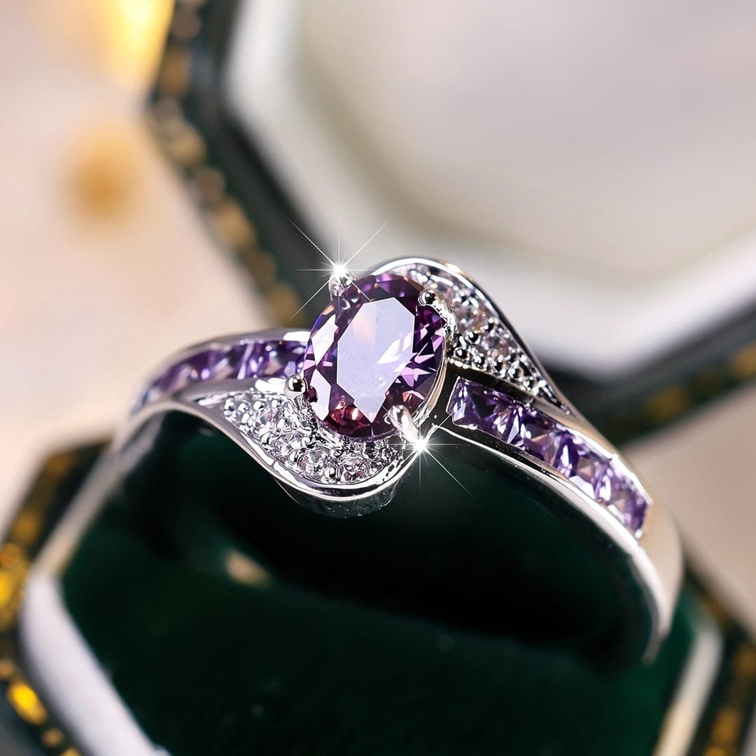 Bague Torsadée en Cristal Violet Whisper