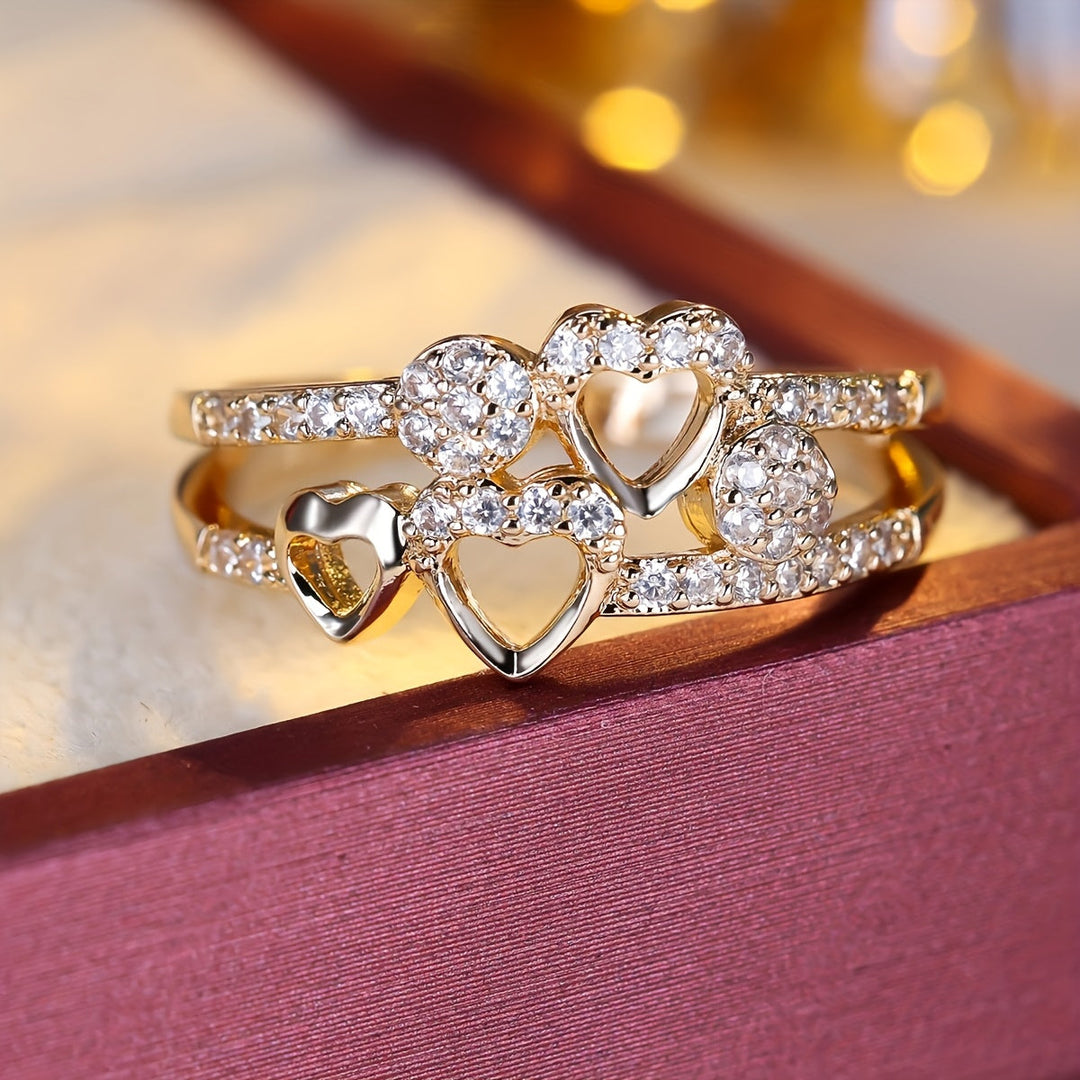 Bague en zirconium avec cœur en or blanc