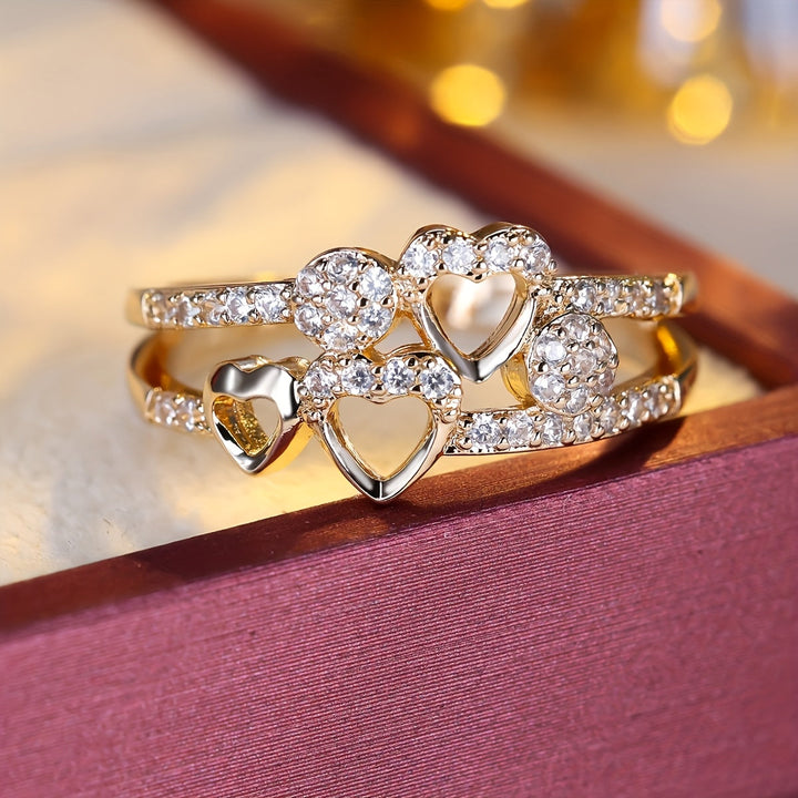 Bague en zirconium avec cœur en or blanc