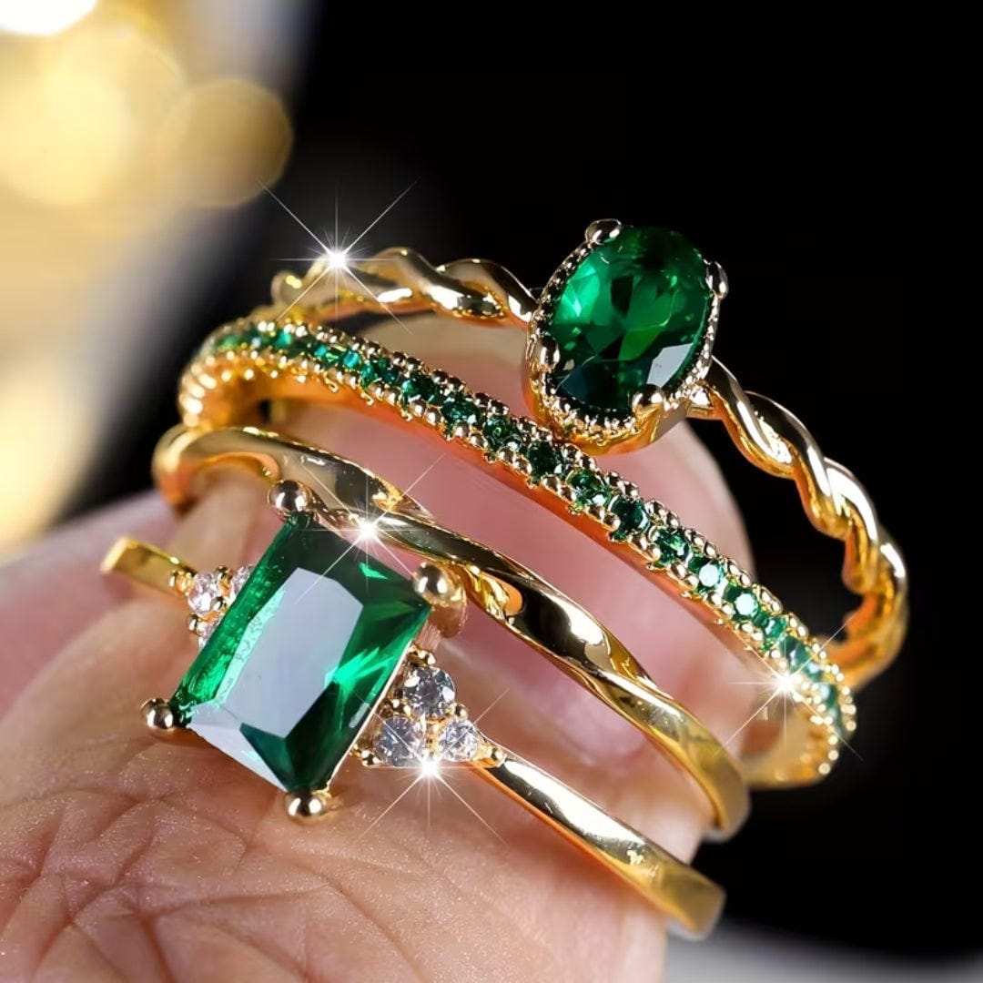 Bague Empilable Trio Émeraude