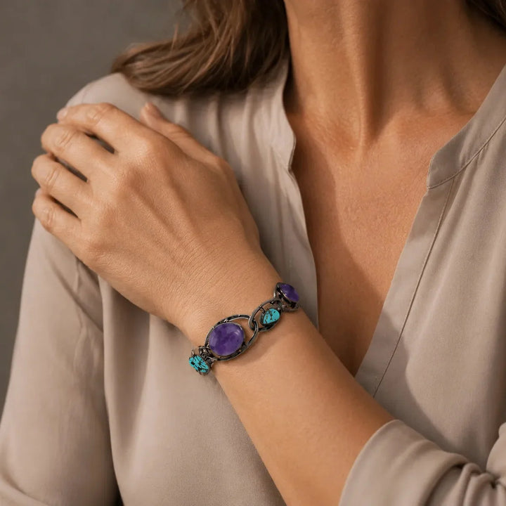 Bracelet Manchette en Pierre Ovale