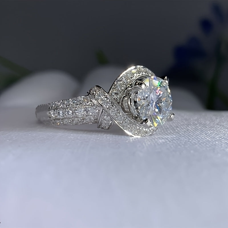 Bague Écartée en Moissanite Or Blanc