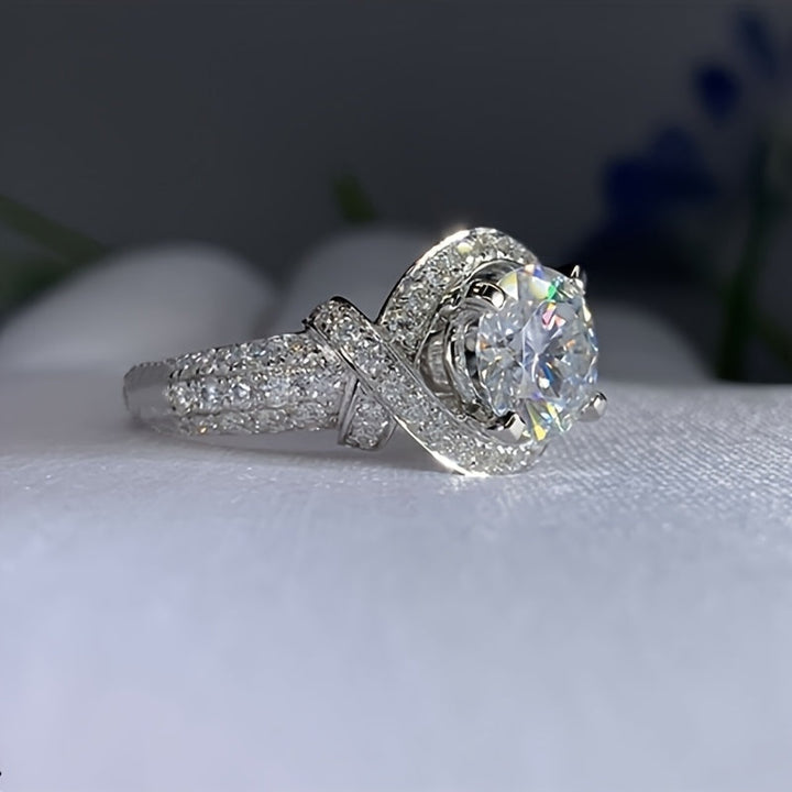 Bague Écartée en Moissanite Or Blanc