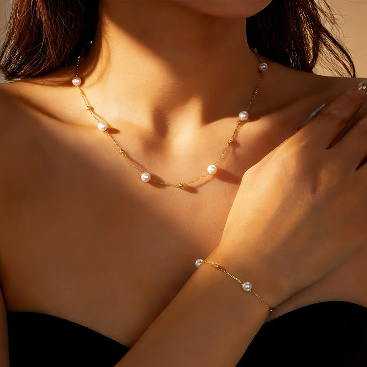 Ensemble de Bijoux en Chaîne de Perles Fines