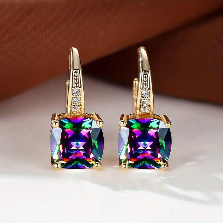 Mystical Stone Hoop Earrings | Gold