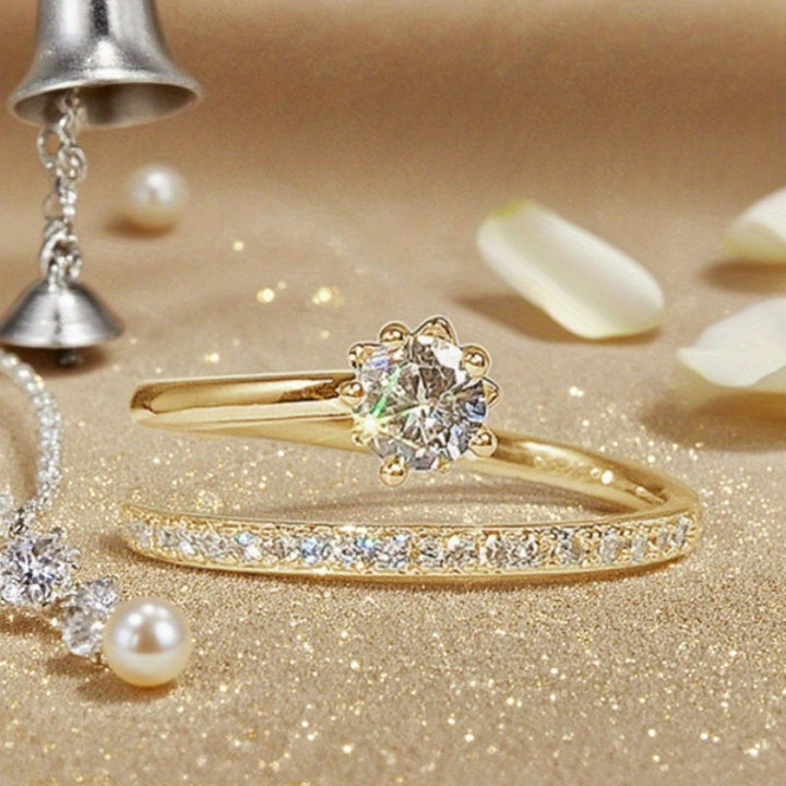 Bague Éclatante en Zirconium Sertie d&