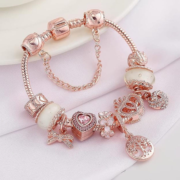 Bracelet Capteur de Rêves Rose avec Charms Inclus