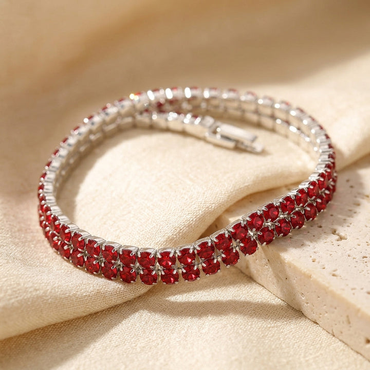 Silver and Ruby Tennis Bracelet