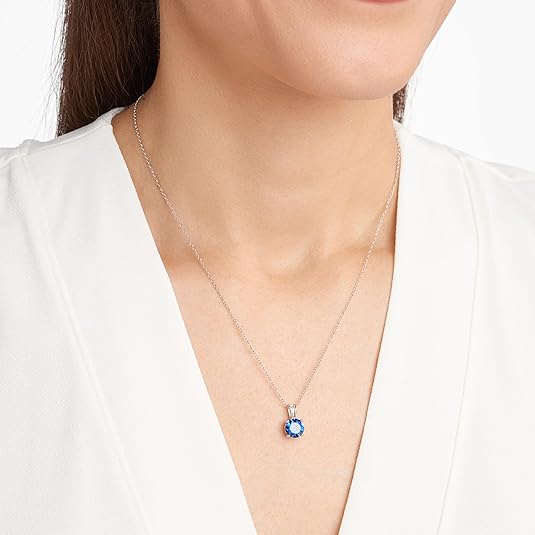 Collier en Saphir Taille Ronde | Or Blanc
