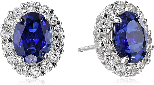 Oval White Sapphire Earrings | White Gold