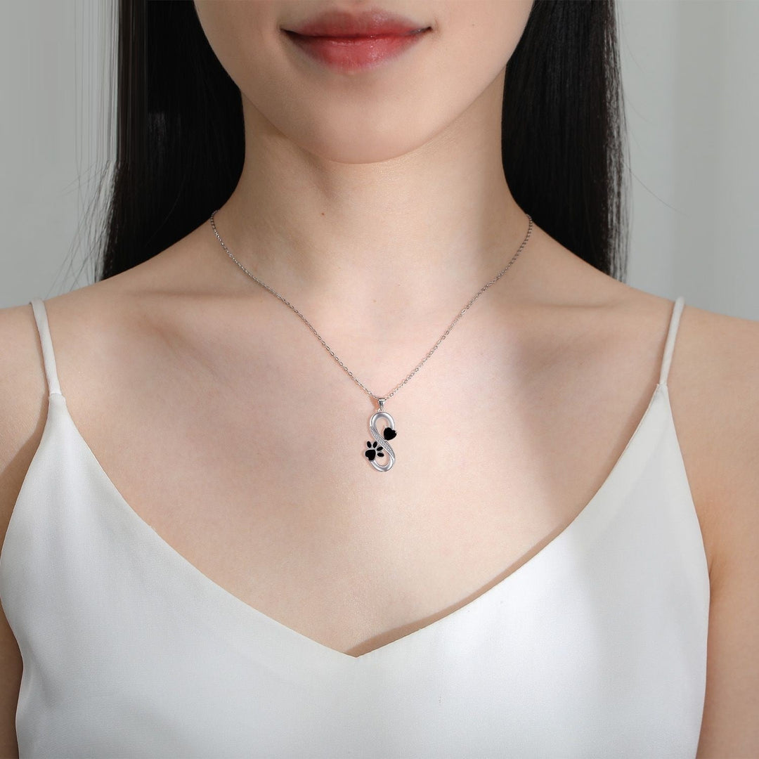 Collier Infini Coeurs avec Empreinte de Patte