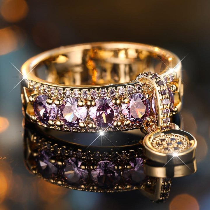 Bague de déclaration Halo en Charme Lavande