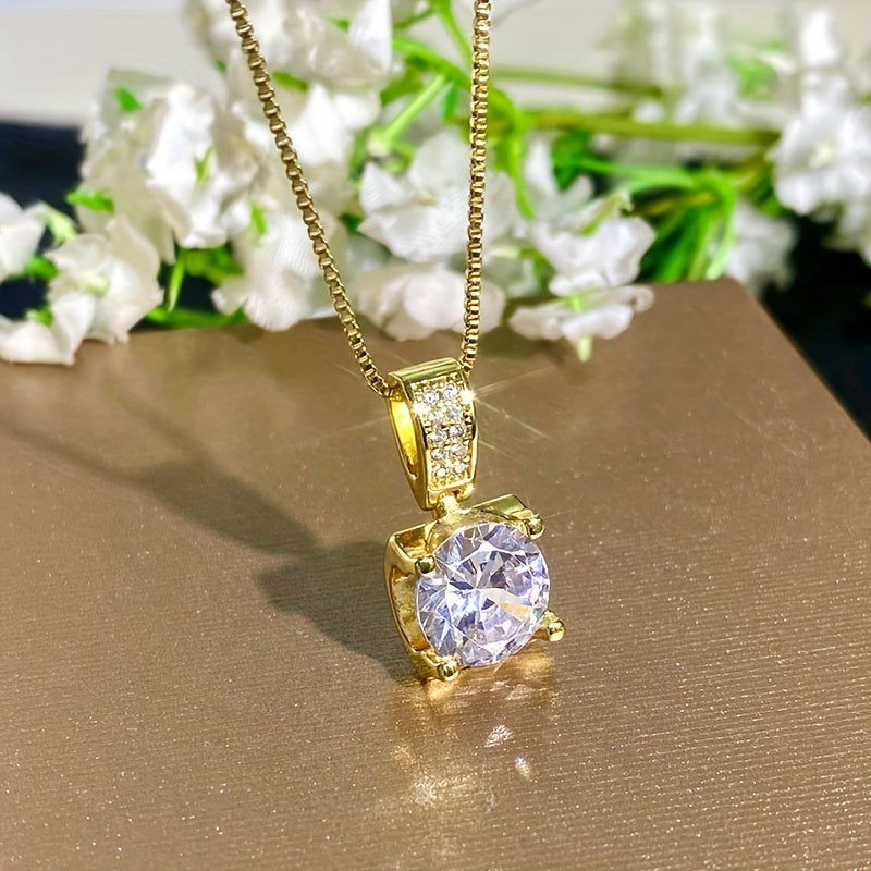 Collier Pendentif en Zircon Cubique Plaqué Or Blanc