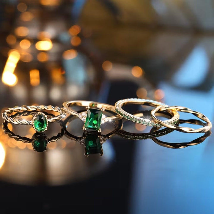 Bague Empilable Trio Émeraude