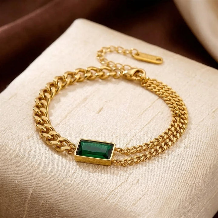 Golden Emerald Chain Bracelet