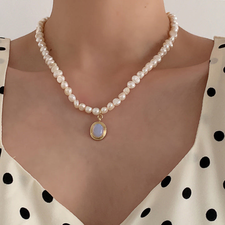 Collier Pendentif en Pierre de Lune avec Perle