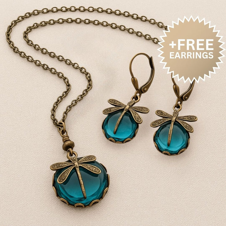 Collier Vintage Libellule Éblouissant avec Boucles d&