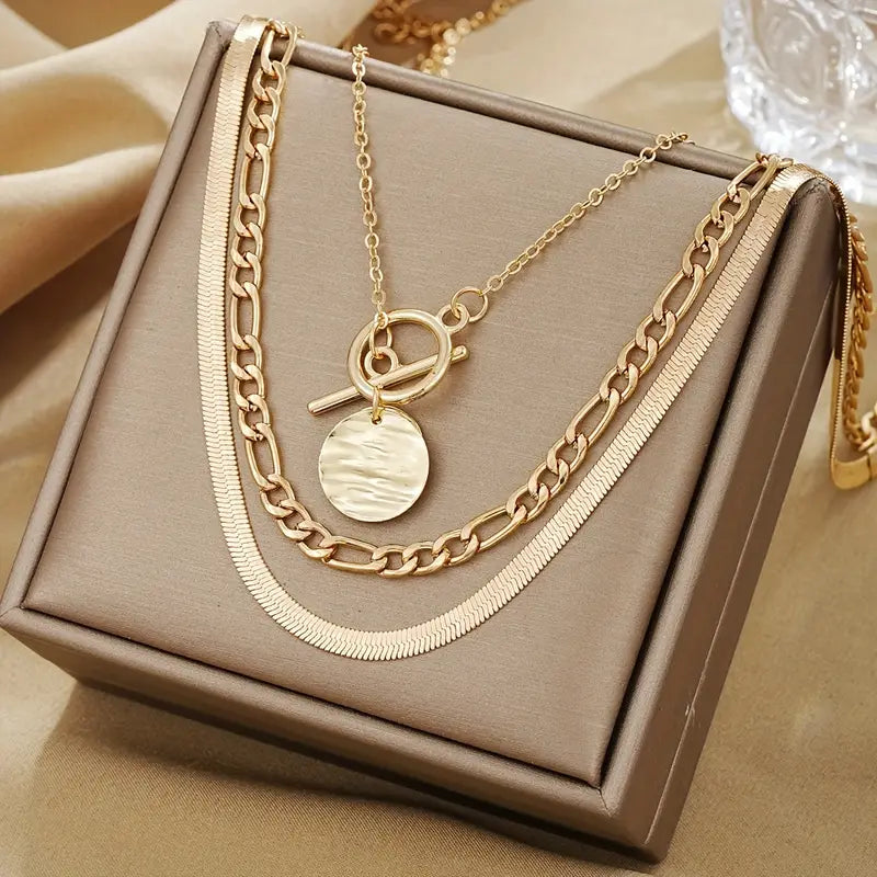 Collier en Or Texturé à Plusieurs Couches Savira