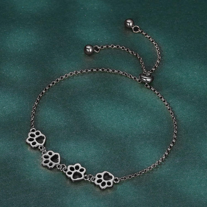 Sterling Silver Paw Print Bracelet – Adjustable Fit